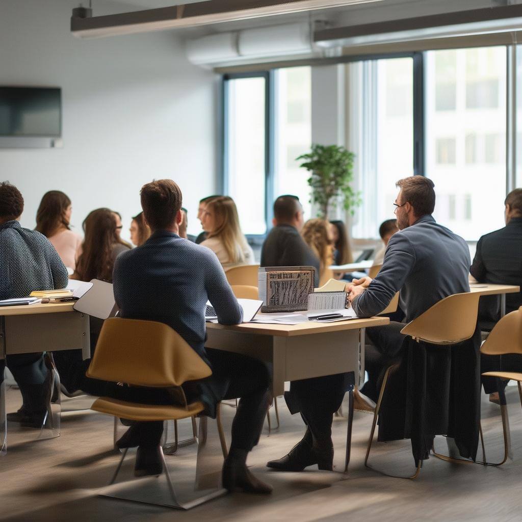 Small classroom with business people